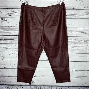 ASOS Curve NWT Size 20 Purple Pleated Cuffed Leg Faux Leather Pants
